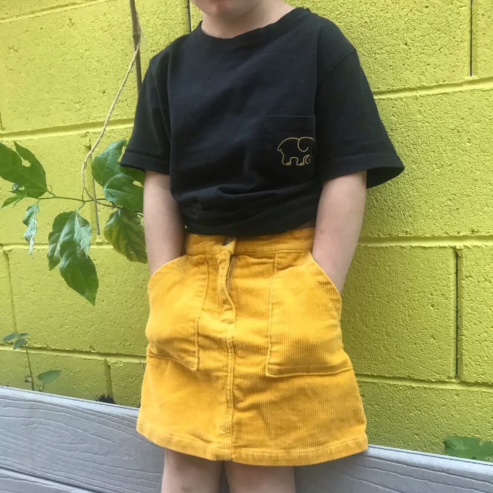 Yellow Corduroy Mini Skirt.